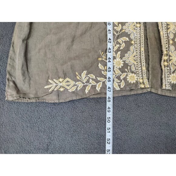 Johnny Was Kemi Embroidered Midi Linen Tank Dress Sz (XL) Taupe Coastal Neutral - Picture 6 of 9